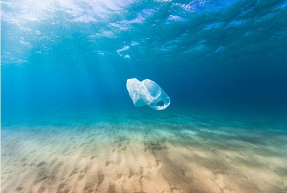 Bolsa plástica en el océano